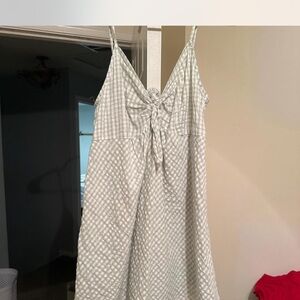 LOFT Green and White Gingham Dress